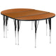 Oak |#| 3 Piece 76inch Oval Wave Flexible Oak Adjustable Activity Table Set
