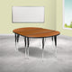 Oak |#| 3 Piece 76inch Oval Wave Flexible Oak Adjustable Activity Table Set