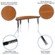 Oak |#| 3 Piece 76inch Oval Wave Flexible Oak Adjustable Activity Table Set