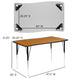 Oak |#| 3 Piece 76inch Oval Wave Flexible Oak Adjustable Activity Table Set