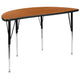 Oak |#| 3 Piece 76inch Oval Wave Flexible Oak Adjustable Activity Table Set