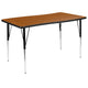 Oak |#| 3 Piece 76inch Oval Wave Flexible Oak Adjustable Activity Table Set