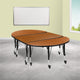 Oak |#| 3PC Mobile 76inch Oval Wave Flexible Oak Kids Adjustable Activity Table Set