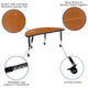 Oak |#| 3PC Mobile 76inch Oval Wave Flexible Oak Kids Adjustable Activity Table Set