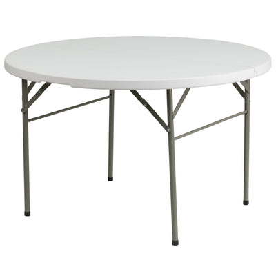 4-Foot Round Bi-Fold Plastic Banquet and Event Folding Table with Carrying Handle