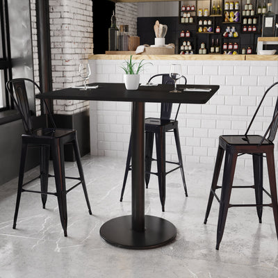 42'' Square Laminate Table Top with 24'' Round Bar Height Table Base - View 2