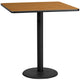 Natural |#| 42inch Square Natural Laminate Table Top with 24inch Round Bar Height Table Base