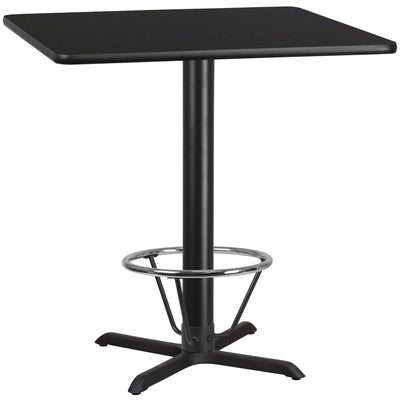42'' Square Laminate Table Top with 33'' x 33'' Bar Height Table Base and Foot Ring - View 1