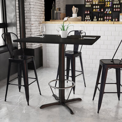 42'' Square Laminate Table Top with 33'' x 33'' Bar Height Table Base and Foot Ring - View 2