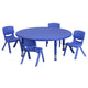 Blue |#| 45inch Round Blue Plastic Height Adjustable Activity Table Set with 4 Chairs