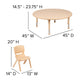 Natural |#| 45inch Round Natural Plastic Height Adjustable Activity Table Set with 4 Chairs