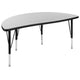 Grey |#| 47.5inch Circle Wave Activity Table Set with 12inch Student Stack Chairs, Grey/Black