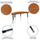 Oak |#| 47.5inch Circle Wave Activity Table Set with 18inch Student Stack Chairs, Oak/Black
