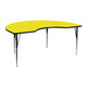 Yellow |#| 48inchW x 72inchL Kidney Yellow HP Laminate Activity Table - Height Adjustable Legs