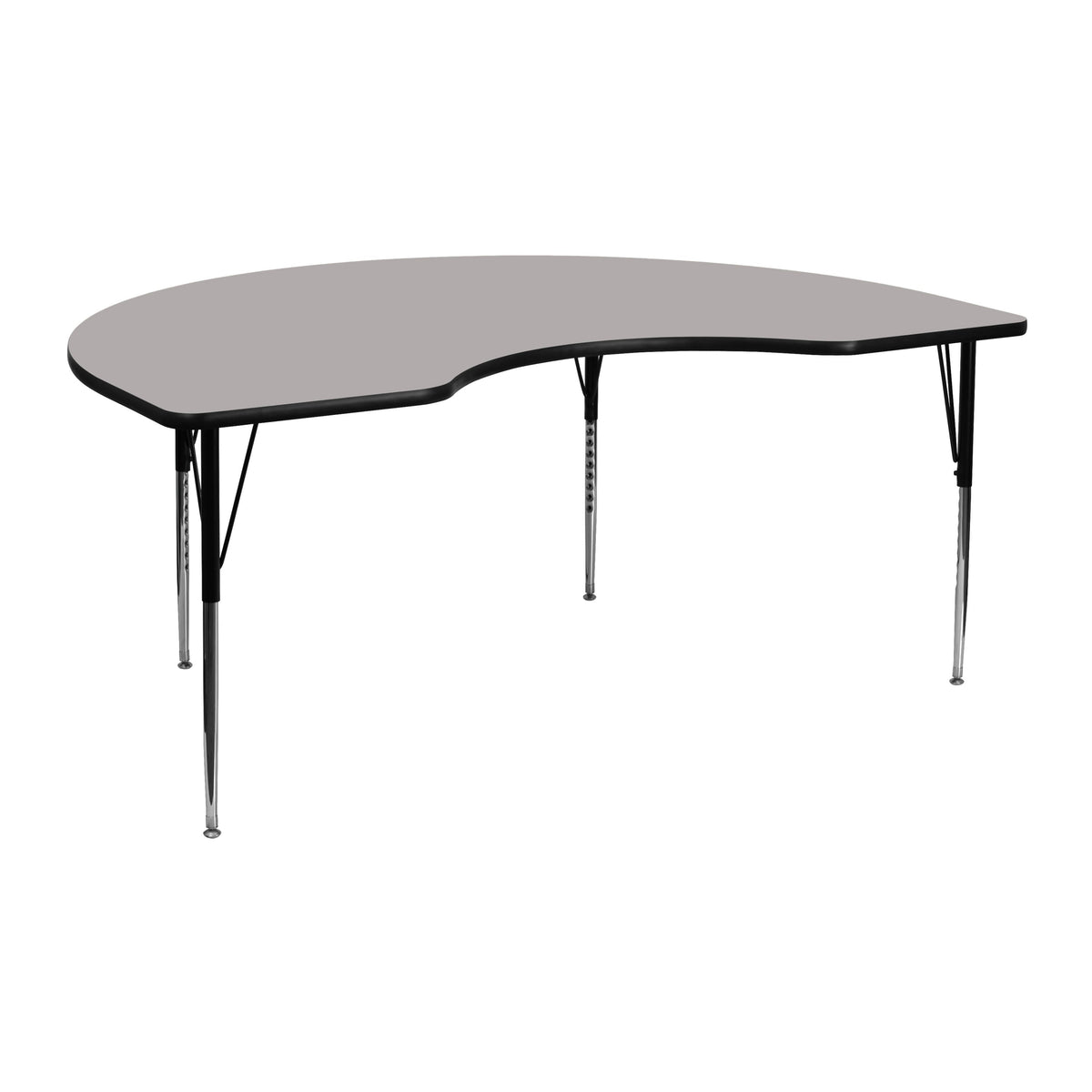 Gray |#| 48inchW x 72inchL Kidney Grey HP Laminate Activity Table - Height Adjustable Legs