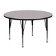 Gray |#| 48inch Round Grey Thermal Laminate Activity Table - Height Adjustable Short Legs