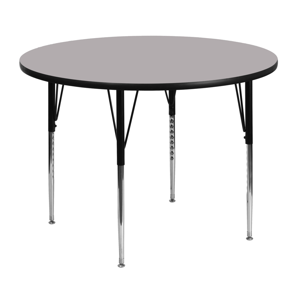 Gray |#| 48inch Round Grey Thermal Laminate Activity Table - Standard Height Adjustable Legs