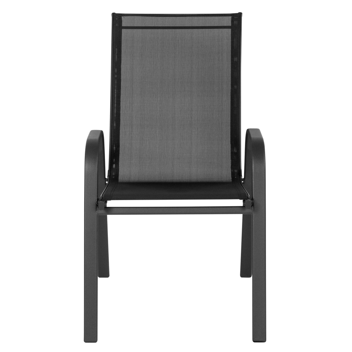 Black |#| 4 Pack Black Outdoor Stack Chair with Flex Comfort Material - Patio Stack Chair