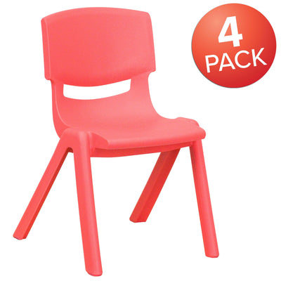 4 Pack Plastic Stackable School Chair with 12'' Seat Height
