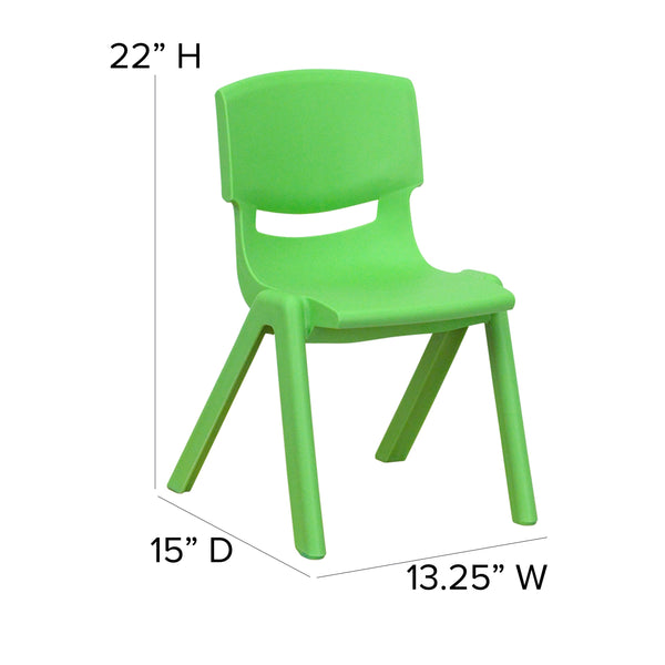 Green |#| 4 Pack Green Plastic Stack School Chair with 12inch Seat Height - Kids Chair