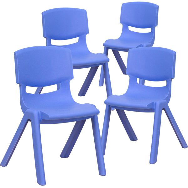 Blue |#| 4 Pack Blue Plastic Stack School Chair with 12inch Seat Height - Kids Chair