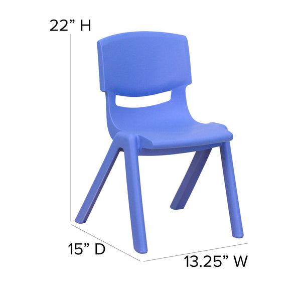 Blue |#| 4 Pack Blue Plastic Stack School Chair with 12inch Seat Height - Kids Chair