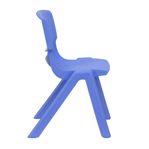 Blue |#| 4 Pack Blue Plastic Stack School Chair with 12inch Seat Height - Kids Chair