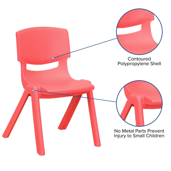 Red |#| 4 Pack Red Plastic Stack School Chair with 12inch Seat Height - Kids Chair