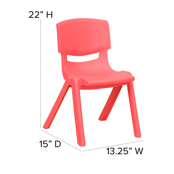 Red |#| 4 Pack Red Plastic Stack School Chair with 12inch Seat Height - Kids Chair