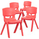 Red |#| 4 Pack Red Plastic Stack School Chair with 15.5inchH Seat, 3rd-7th School Chair