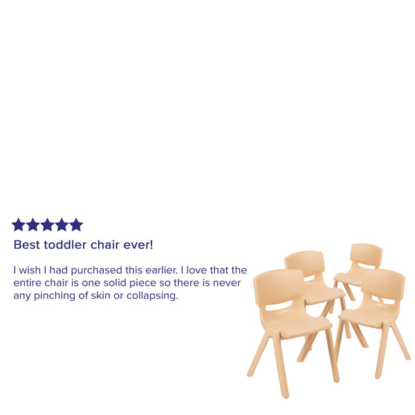 Natural |#| 4 Pack Natural Plastic Stack School Chair with 13.25inchH Seat, K-2 School Chair