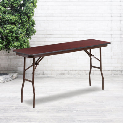 5-Foot Mahogany Melamine Laminate Folding Training Table - View 2