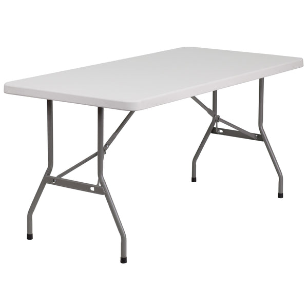 5-Foot Granite White Plastic Folding Table - Banquet / Event Folding Table