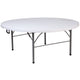 5.89-Foot Round Bi-Fold Granite White Plastic Banquet Folding Table with Handle