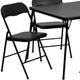 Black |#| 5 Piece Black Folding Card Table and Chair Set with Upholstered Table Top