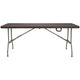 6-Foot Bi-Fold Brown Rattan Plastic Folding Table with Handle - Event Table