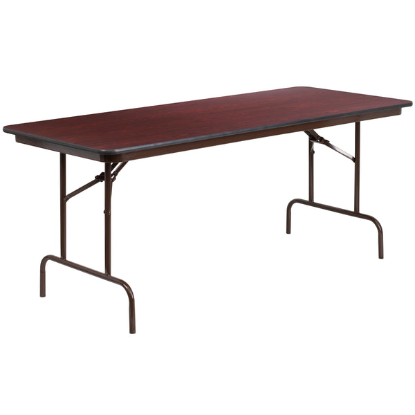 6-Foot High Pressure Mahogany Laminate Folding Banquet & Catering Table
