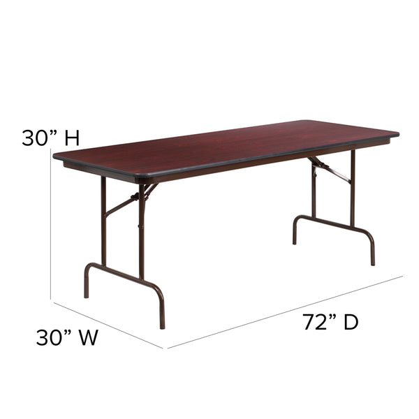 6-Foot High Pressure Mahogany Laminate Folding Banquet & Catering Table