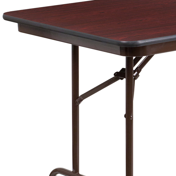6-Foot High Pressure Mahogany Laminate Folding Banquet & Catering Table