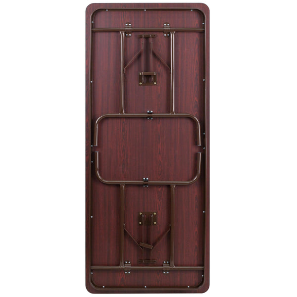 6-Foot High Pressure Mahogany Laminate Folding Banquet & Catering Table