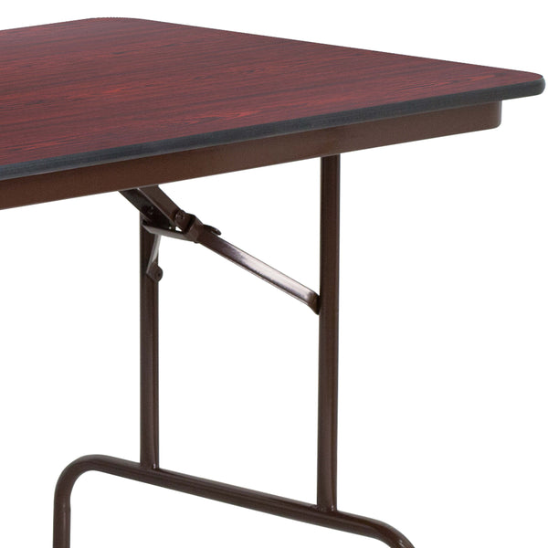 6-Foot High Pressure Mahogany Laminate Folding Banquet & Catering Table
