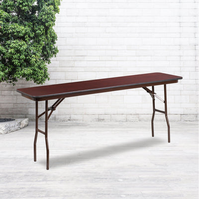 6-Foot Mahogany Melamine Laminate Folding Training Table - View 2