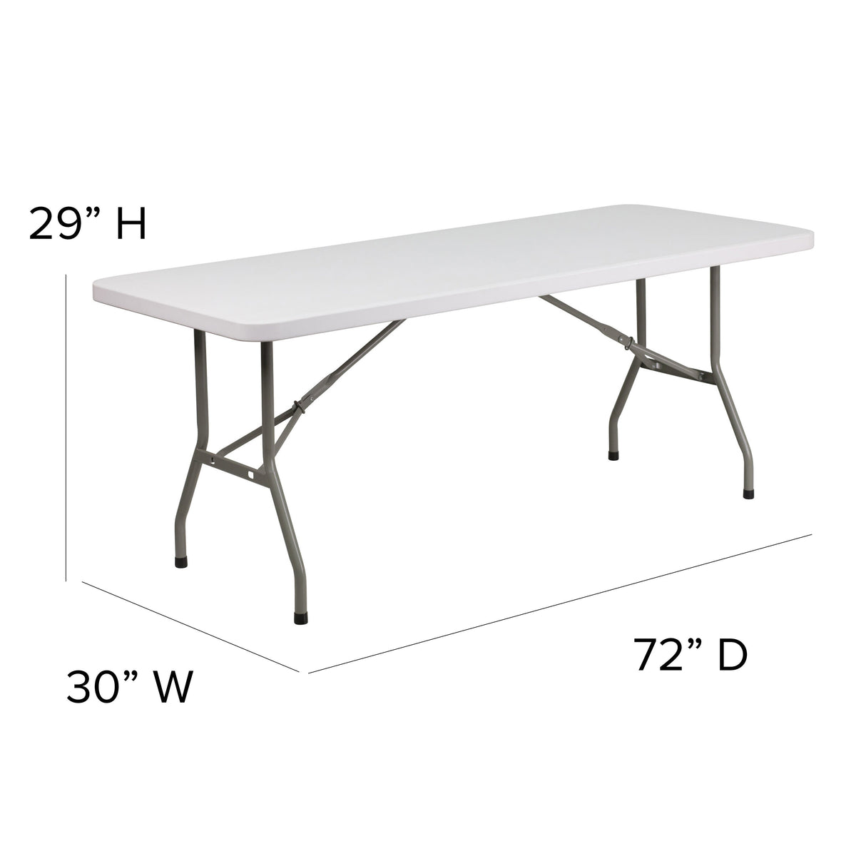 6-Foot Granite White Plastic Folding Table - Banquet / Event Folding Table