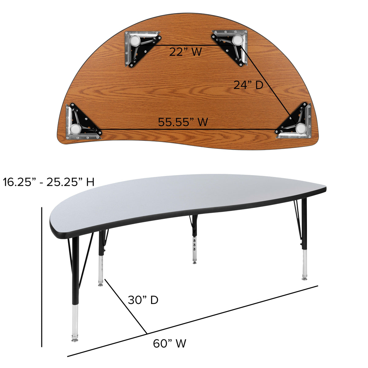 Grey |#| 60inch Circle Wave Activity Table Set with 14inch Student Stack Chairs, Grey/Black