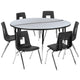 Grey |#| 60inch Circle Wave Activity Table Set with 18inch Student Stack Chairs, Grey/Black