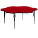 Red |#| 60inch Flower Red Thermal Laminate Activity Table - Height Adjustable Short Legs