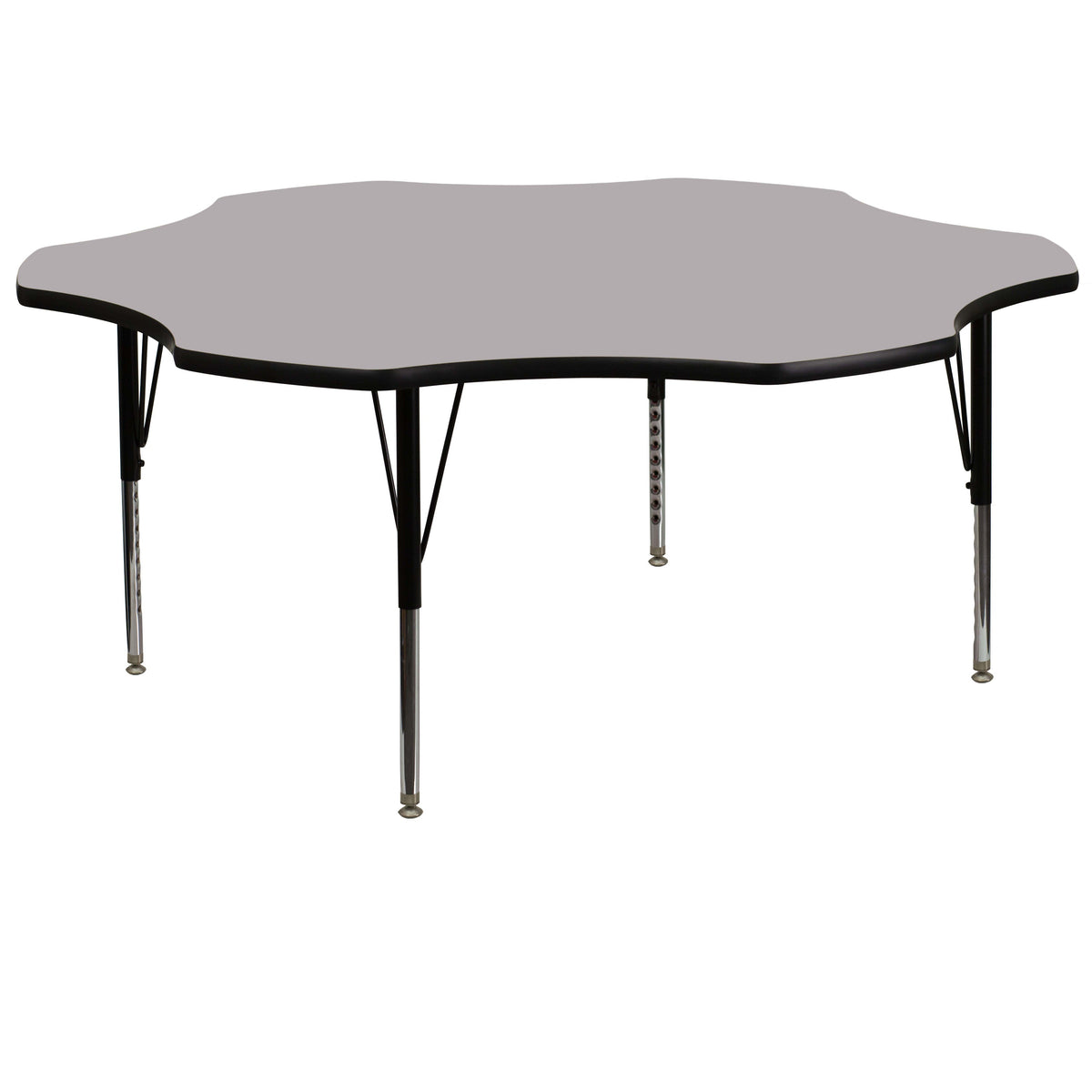 Gray |#| 60inch Flower Grey Thermal Laminate Activity Table - Height Adjustable Short Legs