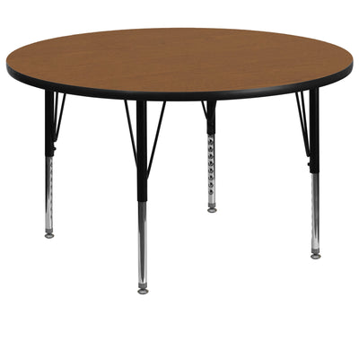 60'' Round Thermal Laminate Activity Table - Height Adjustable Short Legs