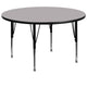 Gray |#| 60inch Round Grey Thermal Laminate Activity Table - Height Adjustable Short Legs