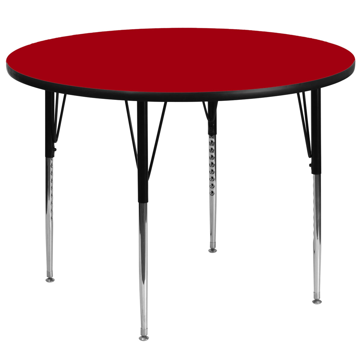 Red |#| 60inch Round Red Thermal Laminate Activity Table - Standard Height Adjustable Legs